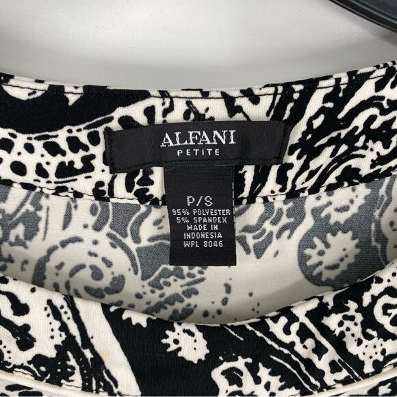 Alfani Women’s Jersey Knit Paisley Print 3/4 Sleeve Mini Belted Dress size S - Picture 2 of 3